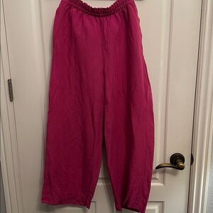 H & M linen wide leg cropped Pink pants
